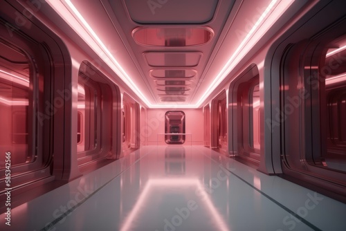 Futuristic sci-fi corridor made with generative ai