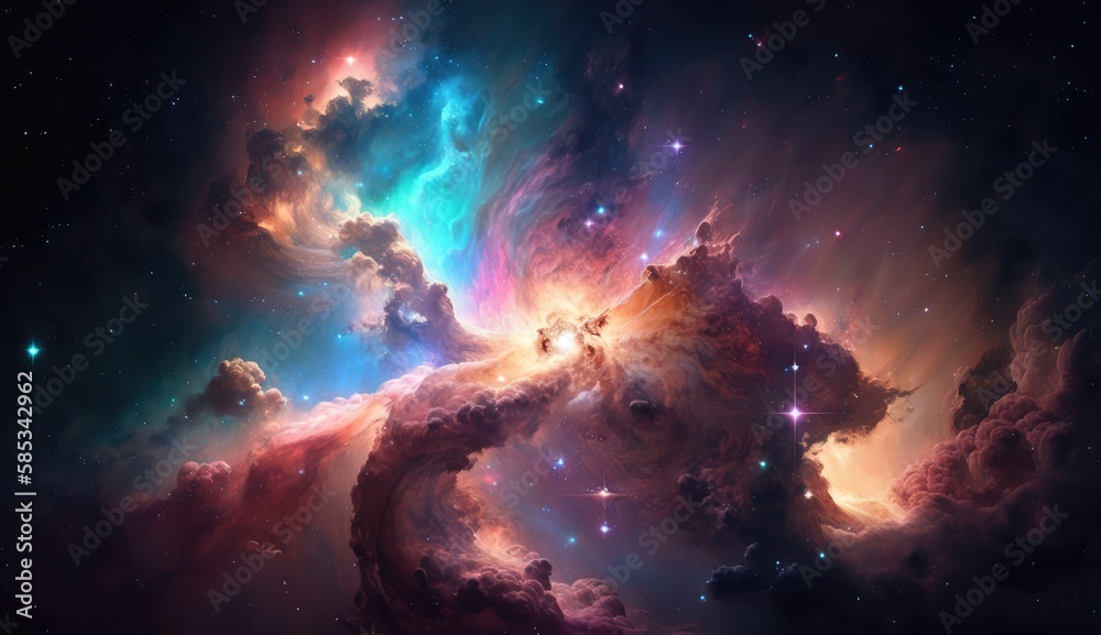 Beautiful space nebula background made with generative ai