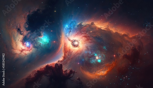Beautiful space nebula background made with generative ai