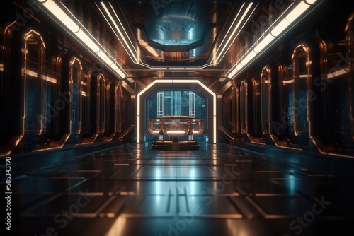 Scifi futuristic corridor made with generative ai © Interstellar