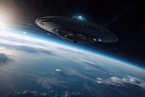 Big ufo mothership in orbit above earth