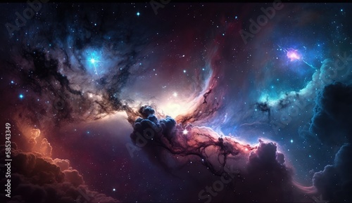 Beautiful travel in deep space and nebula made with generative ai © Interstellar