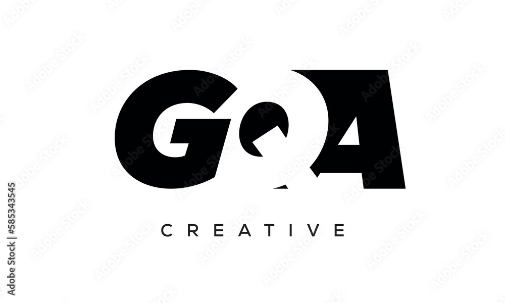 GQA letters negative space logo design. creative typography monogram vector GQA letters negative space logo design. creative typography monogram vector