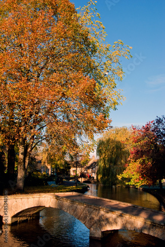 Bourton on the Water Autumn Trees Cotswolds UK