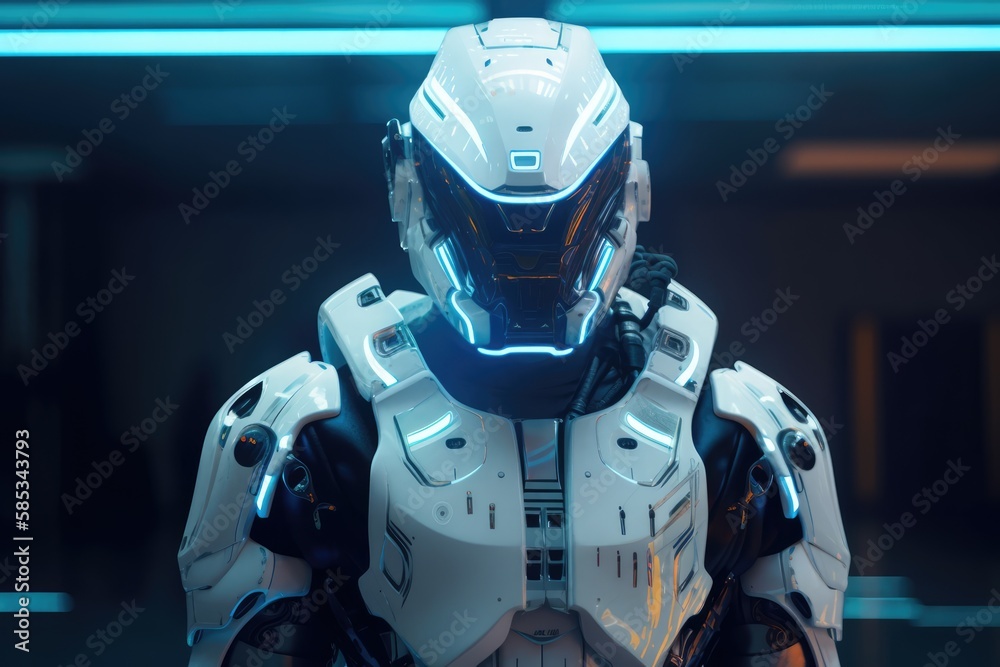 Futuristic android or robot, made with generated ai
