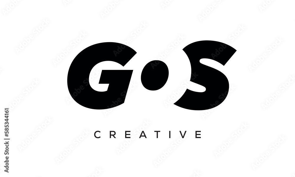 GOS letters negative space logo design. creative typography monogram vector GOS letters negative space logo design. creative typography monogram vector