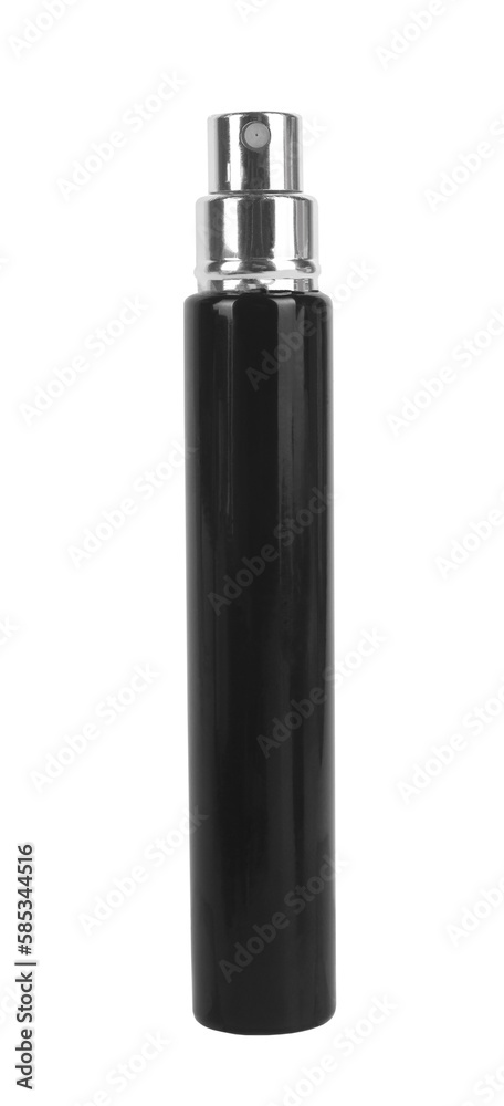 Cosmetics beauty care black bottle of perfume scent isolated on white background Cosmetics beauty care black bottle of perfume scent isolated on white background