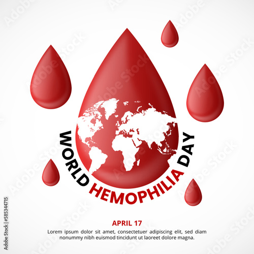 World hemophilia day background with an illustration of earth and dripping blood