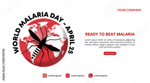 World malaria day background with a mosquito and earth