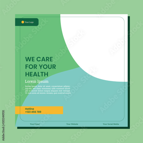 Medical healthcare service social media post template design. Hospital, doctor, clinic and dentist health business promotion flyer poster.