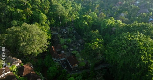 Drone view of Bali. Pura Gunung Lebah Hindu Temple Campuhan Ubud Bali Indonesia photo