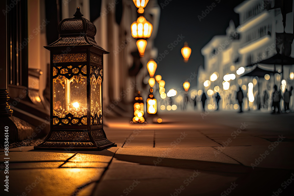 Old tradition designs of lanterns for lighting holy month of prayer in ramadan AI generated