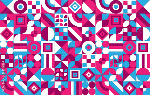 Abstract Pattern Geometric Shapes Background Pink Purplr Blue White