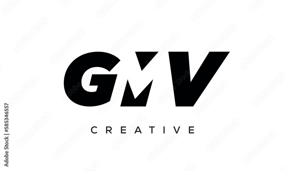 GMV letters negative space logo design. creative typography monogram vector	