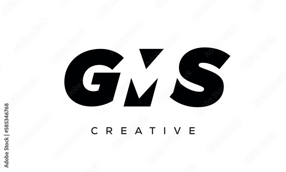GMS letters negative space logo design. creative typography monogram vector GMS letters negative space logo design. creative typography monogram vector