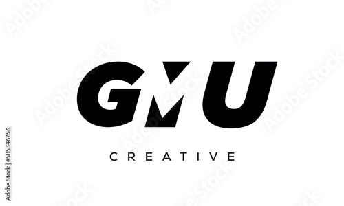 GMU letters negative space logo design. creative typography monogram vector 