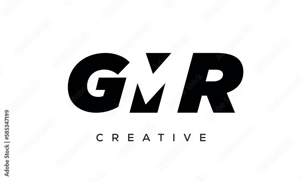 GMR letters negative space logo design. creative typography monogram vector	