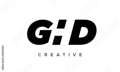 GHD letters negative space logo design. creative typography monogram vector	