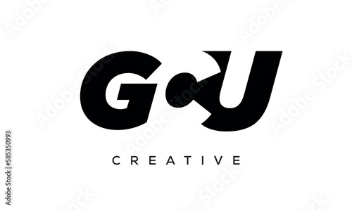 GCU letters negative space logo design. creative typography monogram vector	