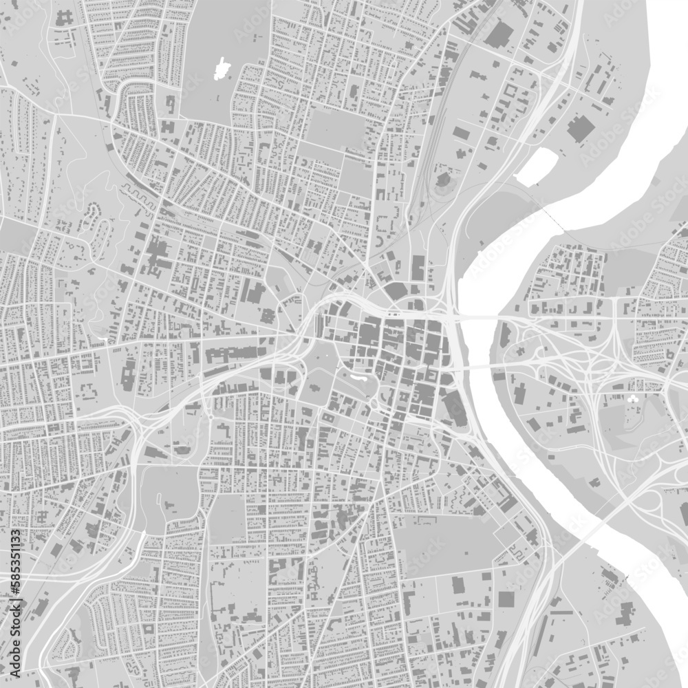 Map of Hartford city, Connecticut. Urban black and white poster. Road map with metropolitan city area view.