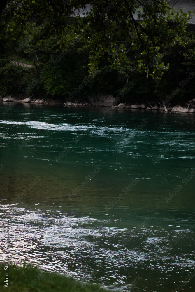 River with clear water in mountains in Alps