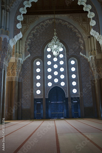 Interior of Hassan II mosque in Casablanca city in Morocco - vertical