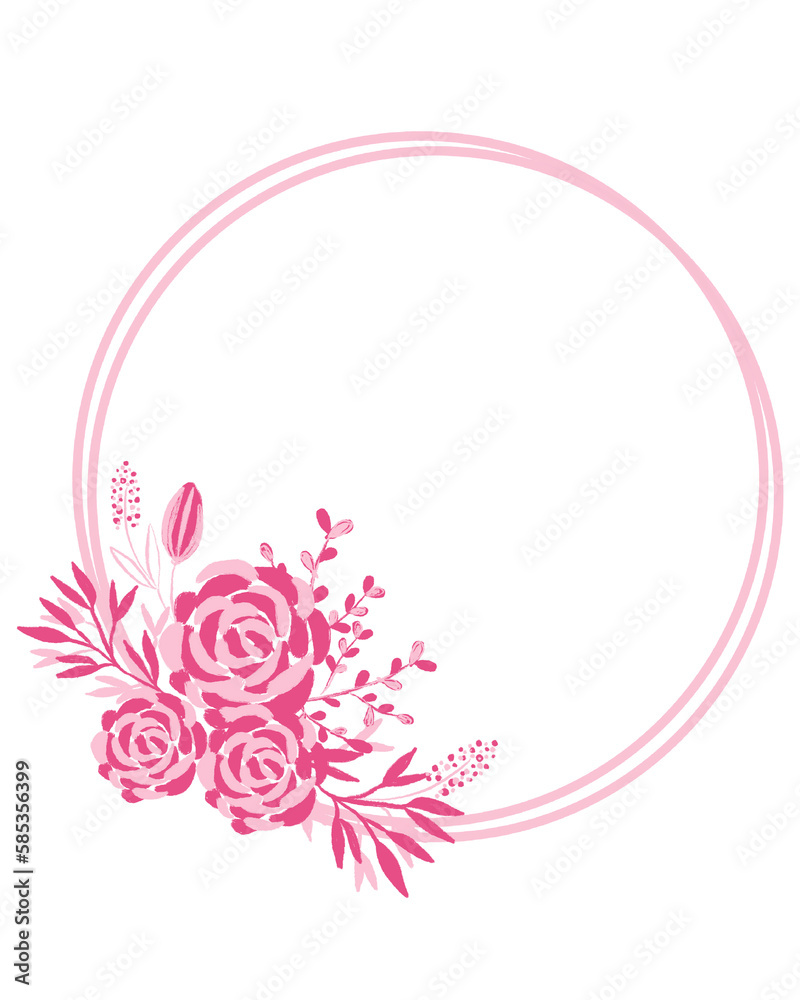 circle pink flower frame 