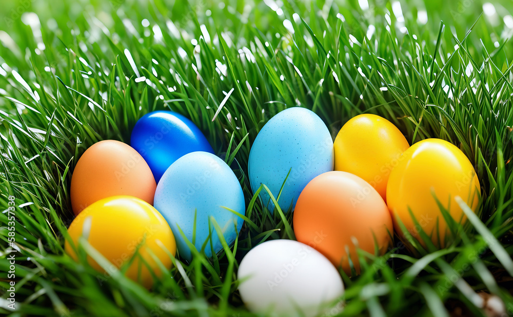 In the picture, there is a group of eggs arranged next to each other on green grass. The photo is clean and sharp, with a resolution of 8K. In the picture, there is a group of eggs arranged next to each other on green grass. The photo is clean and sharp, with a resolution of 8K.