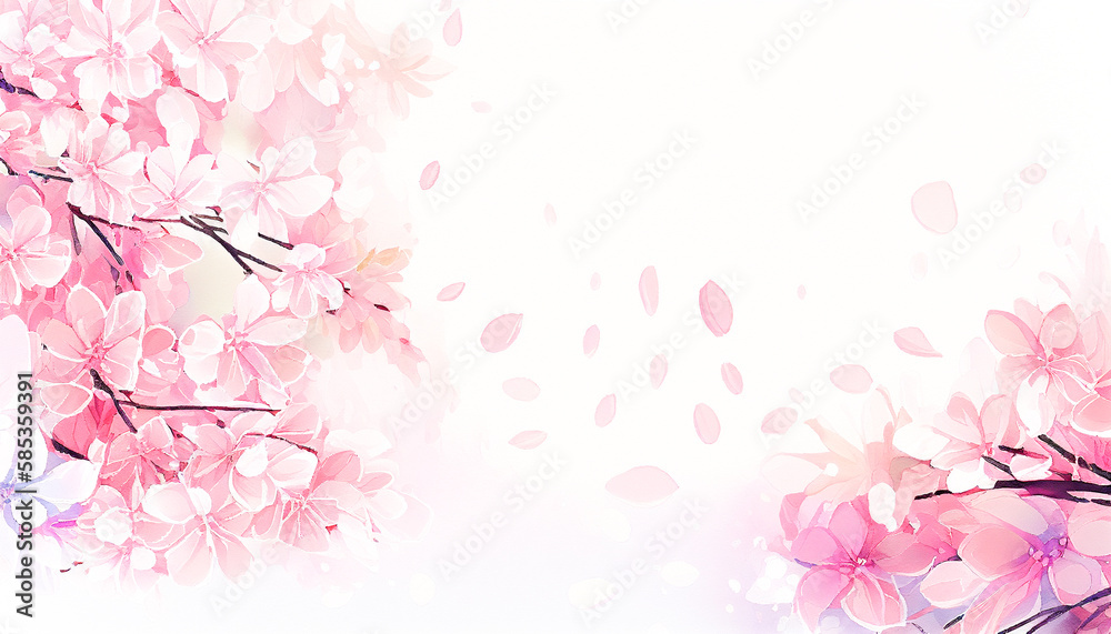 水彩風の桜の花びらの背景　Generative AI