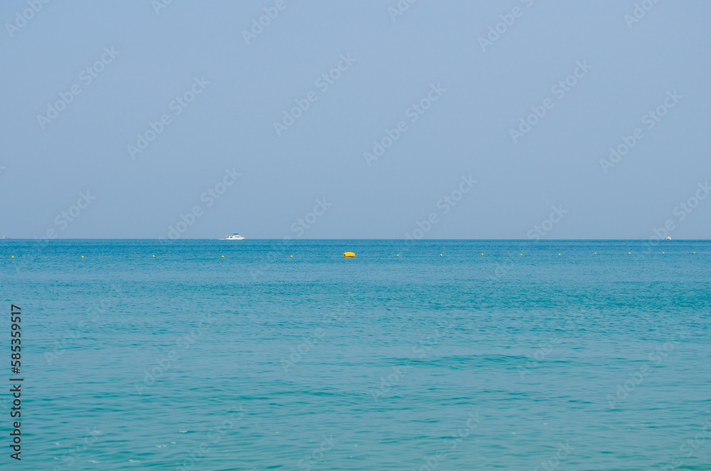 Views of the natural landscape, the beautiful tropical beach and the sea on a sunny day. Beach sea space