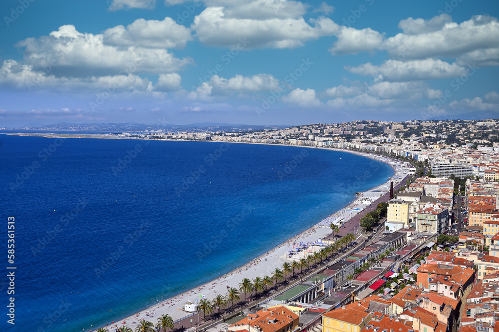  Promenade des Anglais and beach in Nice France summer season