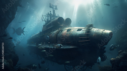 submarine under water generative ai