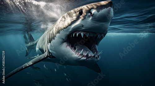 great white shark in the sea generative ai