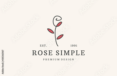 rose logo flower simple vector icon illustration
