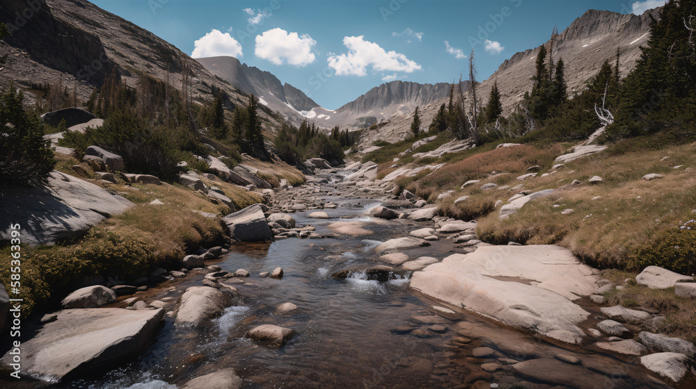 mountain river in the mountains generative ai