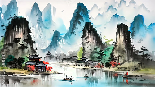 chinese ink landscape wallpaper