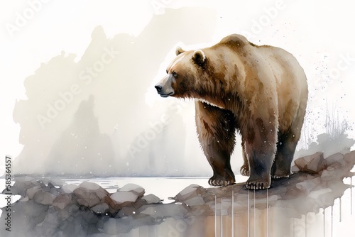 Bear portrait - watercolor style - Generative AI