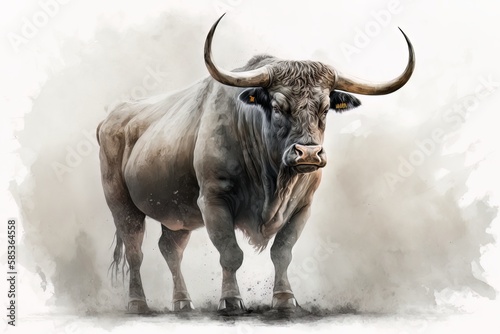 Bull portrait - watercolor style - Generative AI