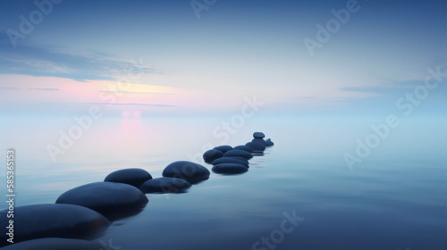 relaxing calm morning water landscape, made with generative ai