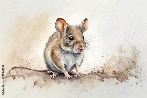 Mouse portrait in watercolor style - Generative AI