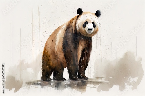 Panda portrait in watercolor style - Generative AI