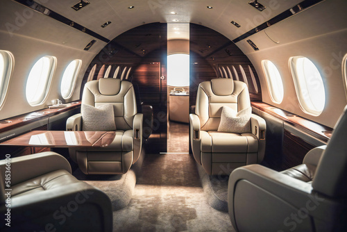 Private plane luxury interior. Created with Generative AI technology. © Adrian Grosu
