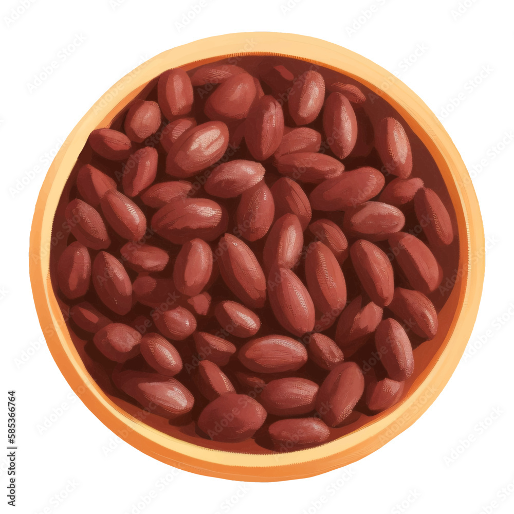 Cocoa Beans on Wooden Bowl Top View Isolated Hand Drawn Painting Illustration Cocoa Beans on Wooden Bowl Top View Isolated Hand Drawn Painting Illustration