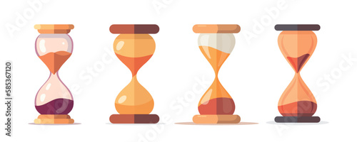 Set of colorful hourglass icons in flat style, simple design on white background. Vector illustration