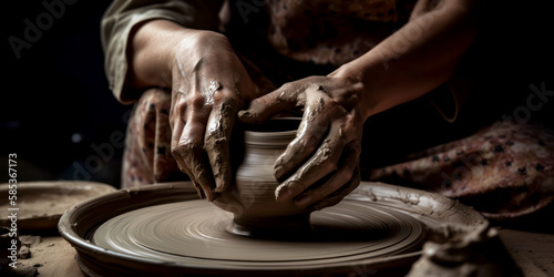 Fototapeta Hnads are pottery a Vase