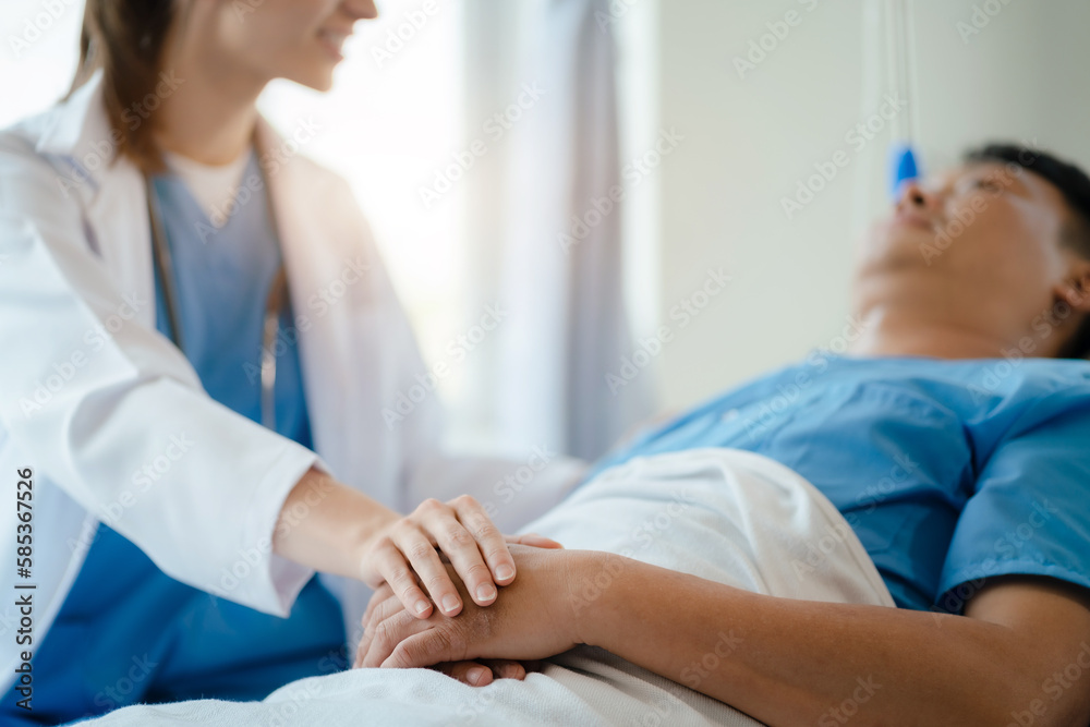 Healthcare concept of professional psychologist consulting doctor and comforting patient in psychotherapy session or health diagnosis consultation. Healthcare concept of professional psychologist consulting doctor and comforting patient in psychotherapy session or health diagnosis consultation.