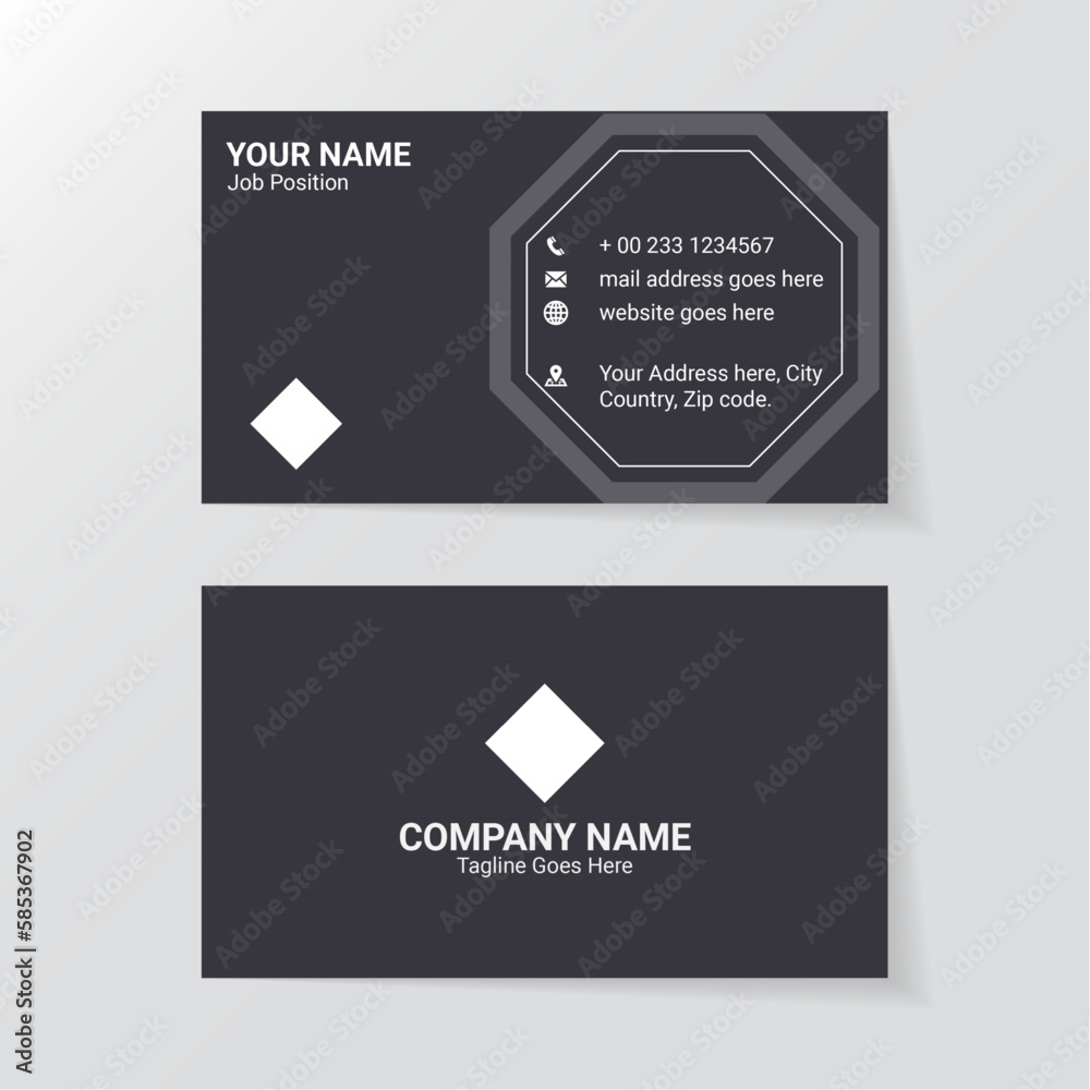 Luxury Design Template, Elegant Dark, Futuristic Business Card Design. 