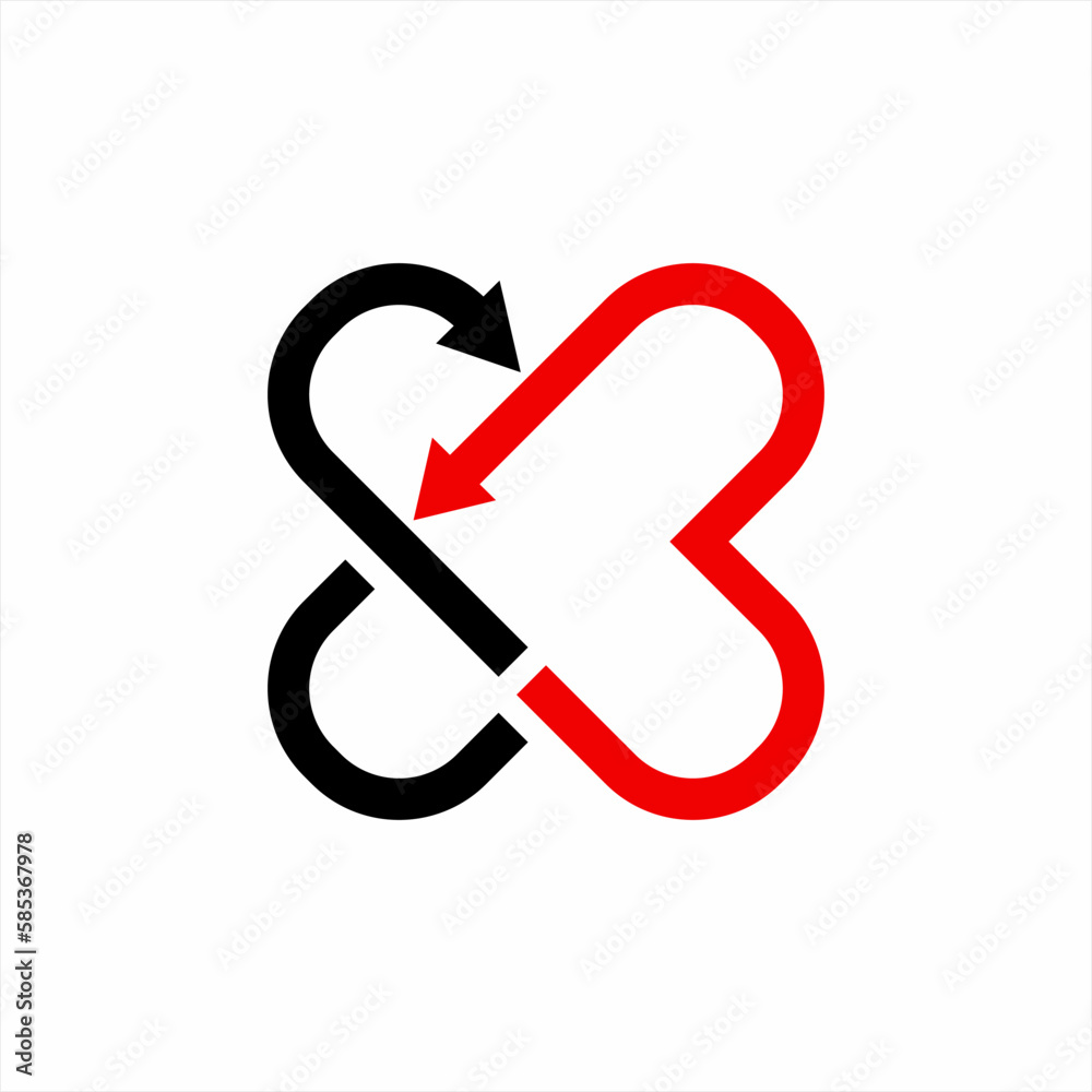 Heart logo design with abstract cross with arrow concept. Heart logo design with abstract cross with arrow concept.