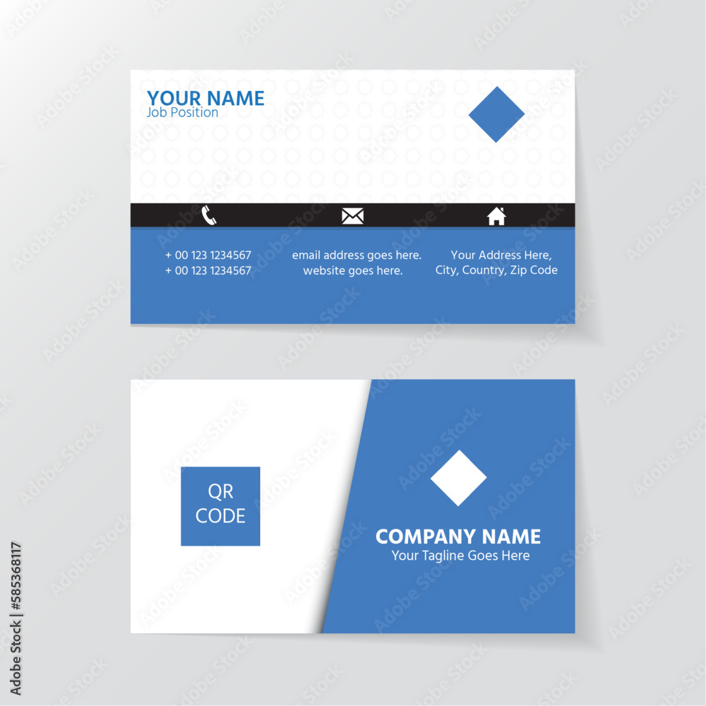 Business Modern Name Card White  & Blue 