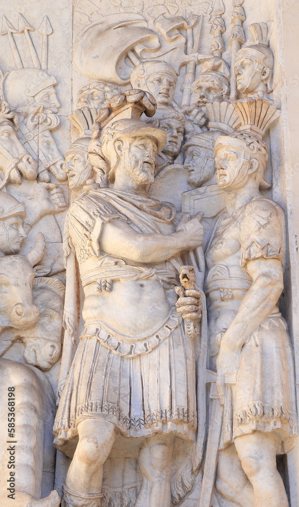 Fontana dell'Acqua Felice Fountain Sculpted Detail in Rome, Italy